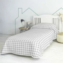 Vichy Grey Colcha Cama 80/90 (180x260 Cm) Gris