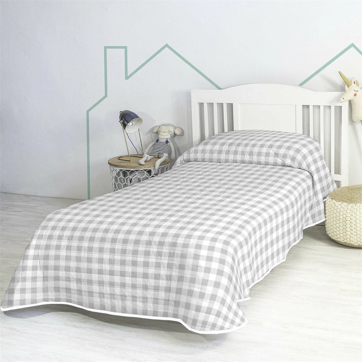 Vichy Grey Colcha Cama 80/90 (180x260 Cm) Gris 3 Vichy Grey Colcha Cama 80/90 (180x260 Cm) Gris