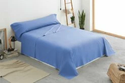 Vipalia - Juego De Sábanas Lisas 3 Piezas 50% Algodón - 50% Poliester. Modelo Rainbow Cama 105 Cm, Color Azul -Forros De Cama Ventas 2024 17593780de5cc3e7be311d74da9b510ff2556ba3 f0e30db8299b416380cbc39704e039b2
