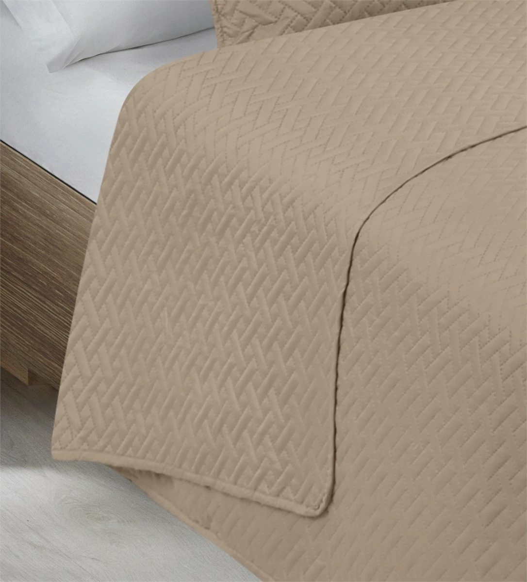 Colcha Lisa + Cojines Acolchada Belmonte Cama 90 Beige 180x260cm 5 Colcha Lisa + Cojines Acolchada Belmonte Cama 90 Beige 180x260cm - Imagen 3