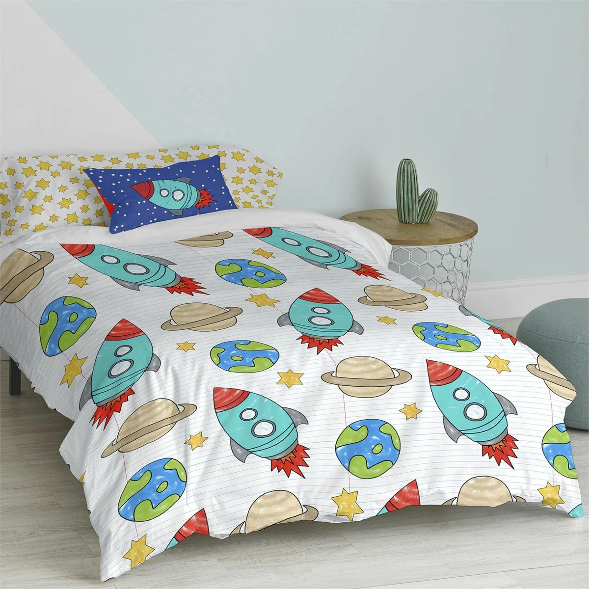 Space Rocket Juego Nórdico 155x220 Multicolor 3 Space Rocket Juego Nórdico 155x220 Multicolor