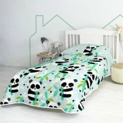 Panda Garden Blue Colcha Cama 80/90 (180x260 Cm) Azul