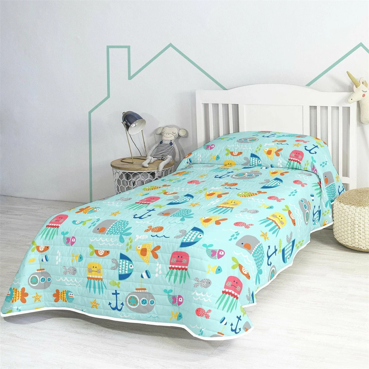 Sea Life Colcha Cama 80/90 (180x260 Cm) Multicolor 3 Sea Life Colcha Cama 80/90 (180x260 Cm) Multicolor