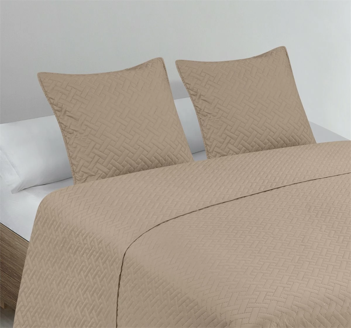 Colcha Lisa + Cojines Acolchada Belmonte Cama 90 Beige 180x260cm 4 Colcha Lisa + Cojines Acolchada Belmonte Cama 90 Beige 180x260cm - Imagen 2