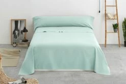 Vipalia - Juego De Sábanas Lisas 3 Piezas 50% Algodón - 50% Poliester. Modelo Rainbow Cama 90 Cm, Color Verde Agua -Forros De Cama Ventas 2024 4575a20464e7fd61ed8ab53ce08250d4449149b3 517462ef04724cc195f4c35a636db6fd