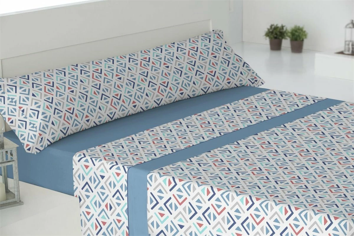 Juego De Sábanas Tres Piezas Usuhaia Cama 90cm Azul 3 Juego De Sábanas Tres Piezas Usuhaia Cama 90cm Azul