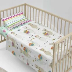 Cute Llamas Juego De Sábana Cuna (100x130 Cm) Multicolor