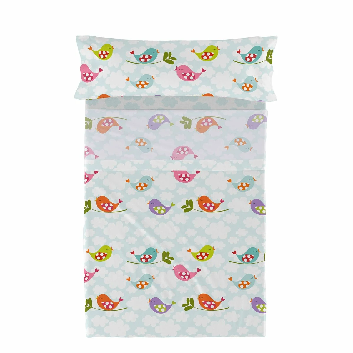 Little Birds Juego De Sábana Cama 80/90 (160x270 Cm) Multicolor 8 Little Birds Juego De Sábana Cama 80/90 (160x270 Cm) Multicolor - Imagen 6