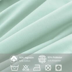 Vipalia - Juego De Sábanas Lisas 3 Piezas 50% Algodón - 50% Poliester. Modelo Rainbow Cama 90 Cm, Color Verde Agua -Forros De Cama Ventas 2024 6219e6785c5fd3f1e102c0032ce977fd12d44605 e9336d1fe4344d56980e6be8aefb719c