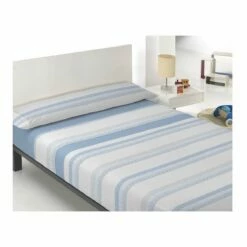 Acomoda Textil – Juego Sábanas Estampadas De Verano. (Espiral Azul, Cama 150 Cm)