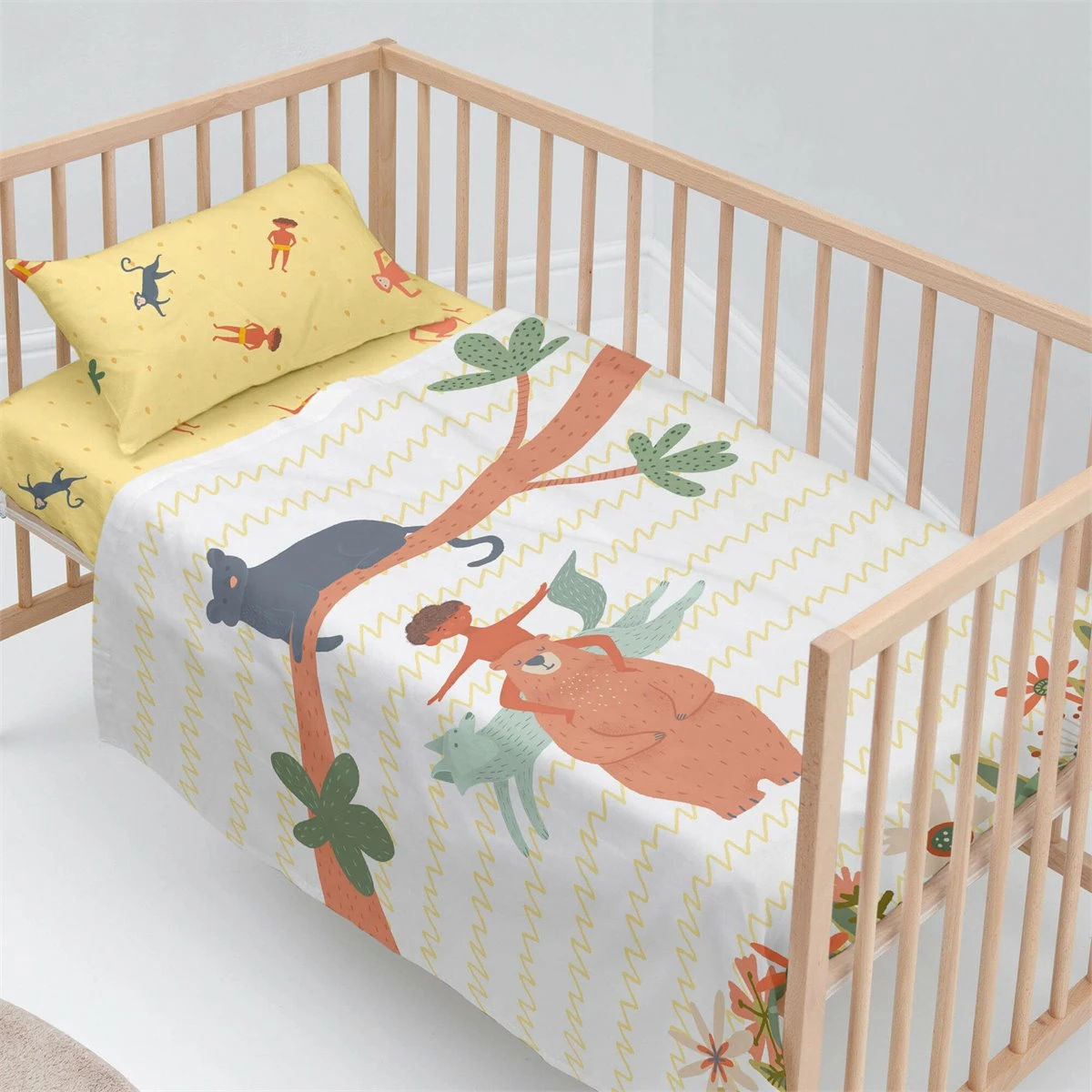 Jungle Life Juego De Sábana Cuna (100x130 Cm) Multicolor 3 Jungle Life Juego De Sábana Cuna (100x130 Cm) Multicolor