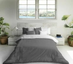 FUNDA NORDICA BICOLOR REVERSIBLE GRIS 7 / BLANCO CAMA 90