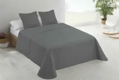 Colcha Lisa + Cojines Acolchada Belmonte Cama 90 Gris 180x260cm