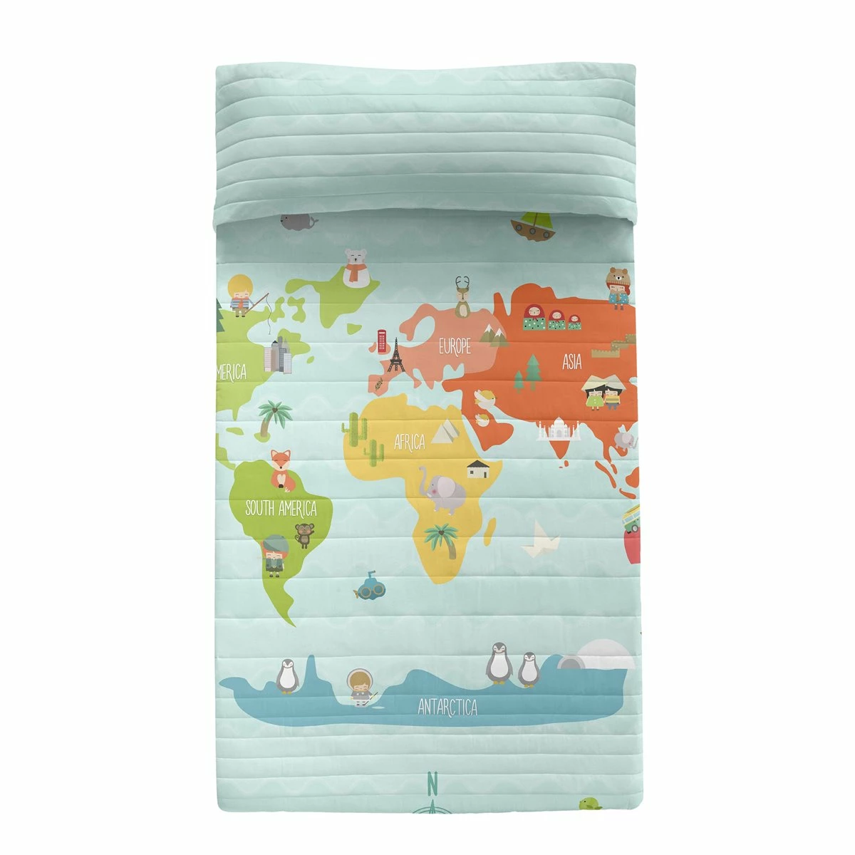 World Map Colcha Cama 80/90 (180x260 Cm) Multicolor 7 World Map Colcha Cama 80/90 (180x260 Cm) Multicolor - Imagen 5