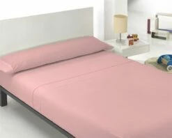 Acomoda Textil – Juego De Sábanas Lisas De Verano. (Rosa, Cama 90 Cm)