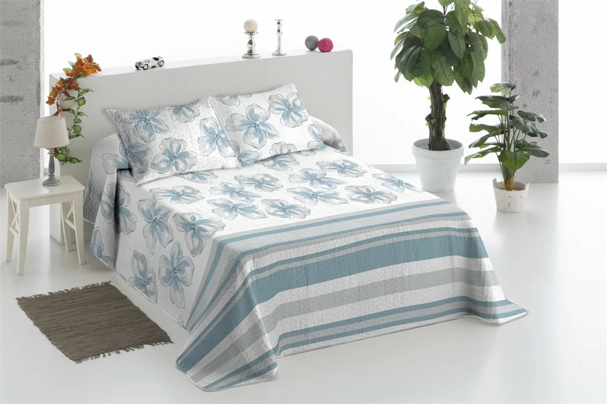 Colcha Bouti Estampada + Fundas Cojines Divor Cama De 90cm 180x270cm 3 Colcha Bouti Estampada + Fundas Cojines Divor Cama De 90cm 180x270cm