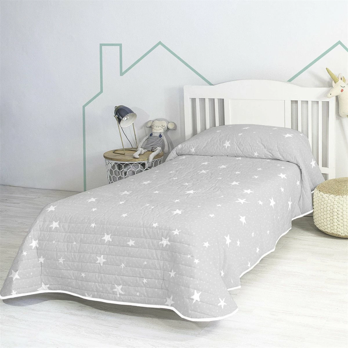 Little Star Grey Colcha Cama 80/90 (180x260 Cm) Gris 4 Little Star Grey Colcha Cama 80/90 (180x260 Cm) Gris - Imagen 2