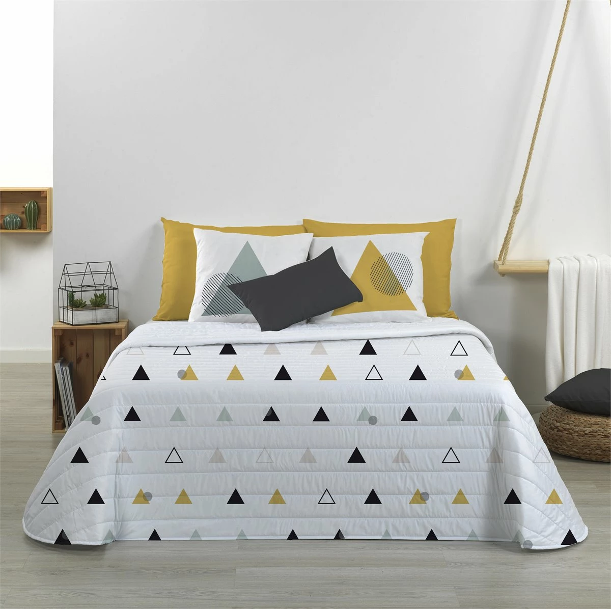 Colcha Bouti TIANGLE Mostaza 100gr Cama De 90 3 Colcha Bouti TIANGLE Mostaza 100gr Cama De 90
