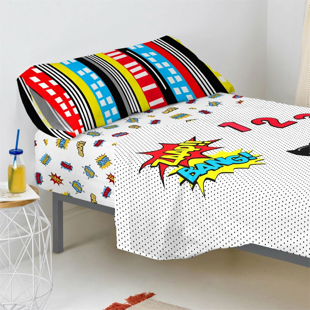 Bat Juego De Sábana Cama 80/90 (160x270 Cm) Multicolor 4 Bat Juego De Sábana Cama 80/90 (160x270 Cm) Multicolor - Imagen 2